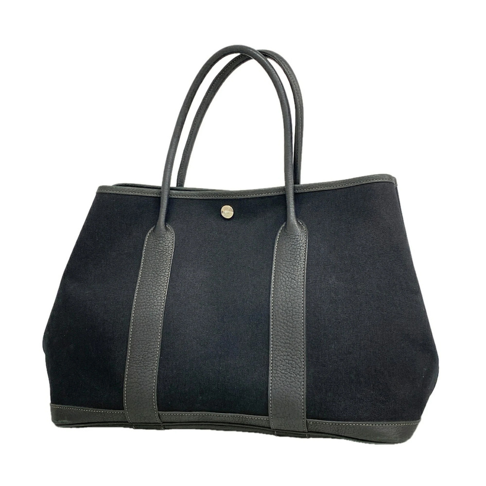 Hermes Garden PM Tote Bag, Toile Officier, Black, □K stamp, Ladies' P3568452